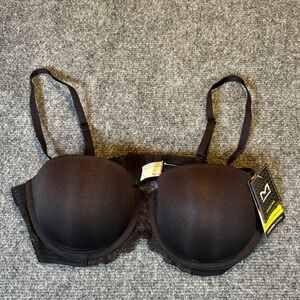 Maidenform Black Lace Trim T-Shirt Bra Padded Underwire Size 36C